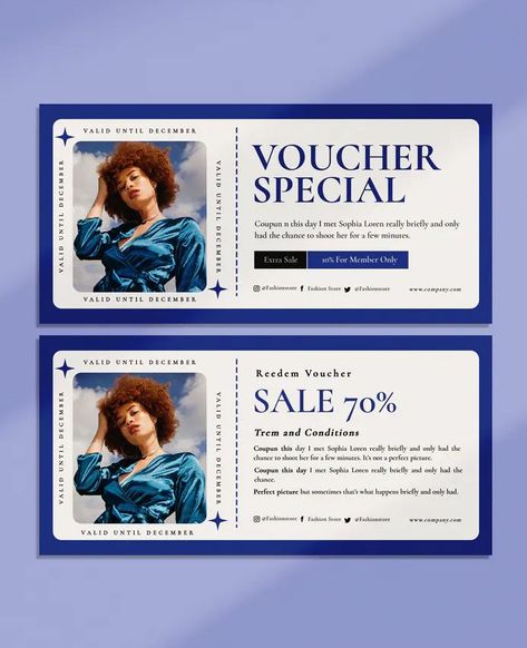 Special Fashion Voucher Template PSD Tickets Design, Brand Guidelines Design, Gift Voucher Design, Voucher Template, Fashion Business Cards, Voucher Design, Event Tickets, Card Party, Ticket Design