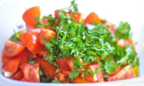 Tomato Cilantro Salad, Korean Tomato Recipe, Marinated Salad, Orange Juice Recipes, Cilantro Salad, Marinated Tomatoes, Tomato Salad, Tomato Recipes, Fresh Tomatoes