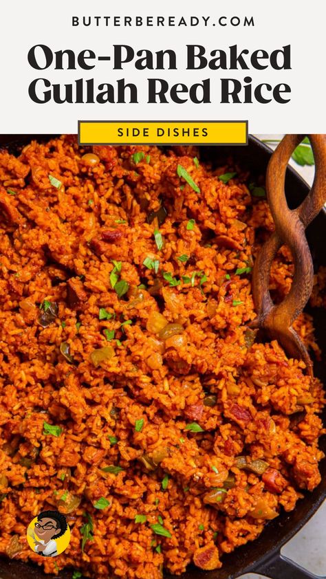 The perfect side dish for your dinner this week! Easy one-pan baked gullah red rice. Recipes Black People, Oven Baked Rice, Red Rice Recipe, Baked Rice, Red Rice, Rice Side Dishes, Red Tomato, Smoked Sausage, Rice Dishes