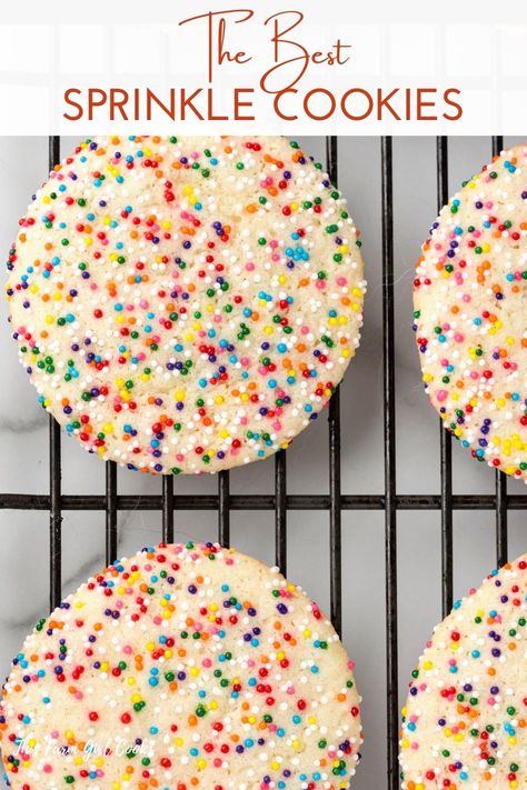 Sprinkles On Cookies Before Baking, Vanilla Sprinkle Cookies, Shortbread Sprinkle Cookies, Sprinkle Cookie Recipes, Chewy Sprinkle Cookies, Sugar Cookie Recipe Sprinkles, Sprinkle Cookies Recipe Easy, Sprinkled Sugar Cookies, Small Batch Sprinkle Cookies