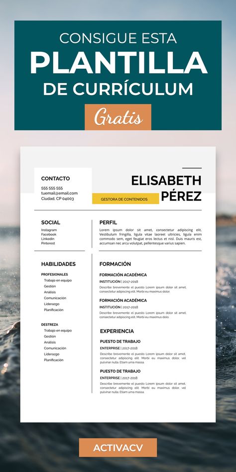 Consigue esta plantilla de currículum en español completamente gratis. Dos hojas de curriculum vitae par aun diseño sencillo que hará la diferencia con la competencia. #curriculumvitae #resume #curriculumvitaediseño #modelocurriculum #plantillacurriculum Career Vision Board, Curriculum Vitae, Vision Board, Career, Iphone, Quick Saves