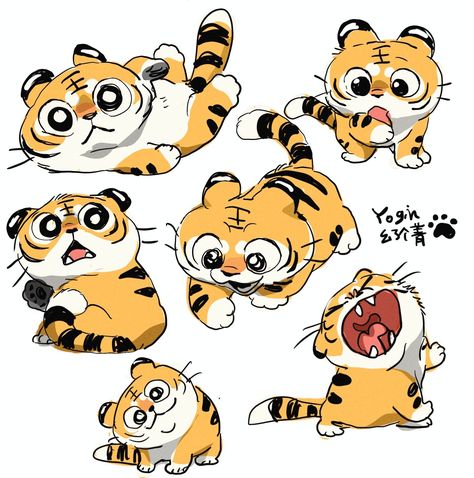 Tiger Cubs, Tiger Cartoon, 3d Karakter, Tiger Drawing, Tiger Illustration, Cute Tigers, Tiger Art, Mascot Design, Cartoon Character Design