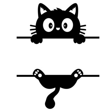 Funny Cat Silhouette, Fun Cat Illustration, Cat Clip Art Free, Pets Illustration Character Design, Cat On Back Drawing, Cute Animal Silhouette, Cute Black And White Clipart, Kitten Character Design, Cute Cat Silhouette