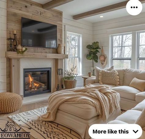 Modern Farmhouse Living, Cottage Living Rooms, Modern Farmhouse Living Room, Farmhouse Living Room, Country Living Room, Home Fireplace, Cottage Living, Dream House Interior, Living Room Inspo