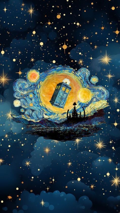 Doctor Who x Van Gogh 💫🖌️ #doctorwho #vangoghshuffle Tardis Van Gogh, Tardis Wallpaper, Van Gogh Aesthetic, Van Gogh Tattoo, Tardis Art, Doctor Who Poster, Doctor Who Wallpaper, Anime Hug, Starry Night Art