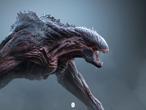 ArtStation - An Alien Emerges - 'Crawler' Concept , Marcus Whinney Alien Dragon Art, Alien Monster Concept Art, Alien Creature Concept Art, Stone Monster, Alien Dragon, Alien Monsters, Alien Monster, Kaiju Design, Monster Artwork