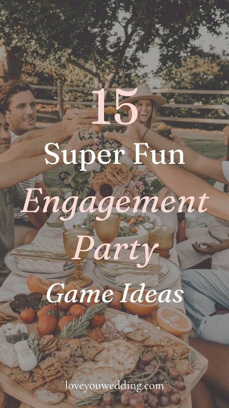 Planning an engagement party? We’re here to make your engagement party planning easier with our list of 15 fun and hilarious engagement party game ideas for guests and the couple! Whether you’re looking for engagement party activities, outdoor games, classic engagement party game ideas, or anything in between, we have you covered! Classic Engagement Party, Engagement Party Games Activities, Engagement Party Activities, Planning An Engagement Party, Engagement Party Outfit Guest, Engagement Party Guest, Small Engagement Party, Fun Engagement Party, Outdoor Engagement Party