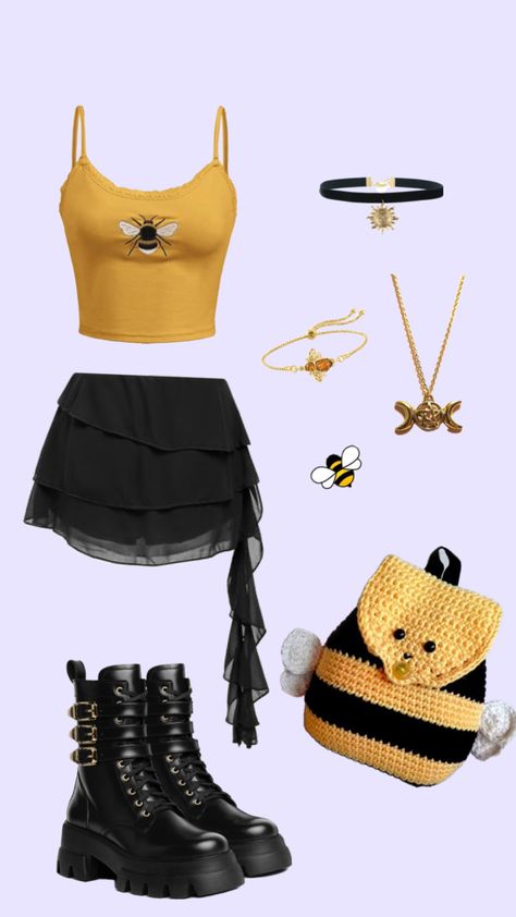 Yellow Y2K goth outfit Yellow Goth, Y2k Goth Outfits, Yellow Y2k, Ghost Walk, Goth Outfit, Y2k Goth, Yellow Outfit, Goth Aesthetic, Goth Outfits