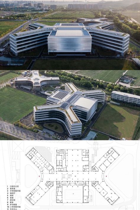 Hangzhou International School High School Architecture, School Building Plans, High School Design, Planning School, Building Design Plan, School Building Design, Architecture Blueprints, Architecture Design Process, Campus Design