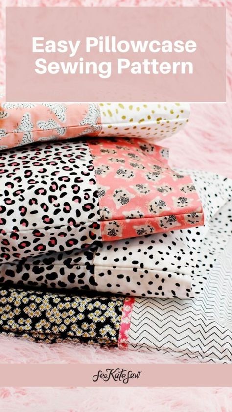 Pillowcase Sewing Pattern Simple Pillowcase Pattern, Pattern For Pillow Cases, Easy Pillowcases To Sew, How To Make A Pillow Sham Diy, How To Sew A Pillowcase For Beginners, Standard Size Pillow Case Pattern, Easy Pillow Case Pattern, See Pillow Case, Sewing Pillow Case