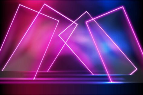 Colorful geometric shapes neon lights ba... | Free Vector #Freepik #freevector Neon Wall Design, Neon Shapes, Glow In Dark Party, Neon Light Art, Dark Purple Background, New Retro Wave, Geometric Lighting, Theme Template, Background Design Vector