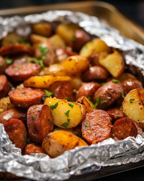 From the very instant I stumbled upon this recipe, I had a feeling it would be phenomenal. And oh boy, was I right! So incredibly tasty! Smoked Sausage And Potato Recipe, Roasted Sausage, Sausage And Potato Bake, Sausage And Potatoes, Sausage Recipes For Dinner, Smoked Sausage Recipes, Sausage Dinner, Kielbasa Recipes, Sausage Dishes