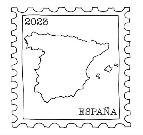 Spain Flag Tattoo, Spain Small Tattoo, Spain Map Tattoo, Spain Outline Tattoo, Madrid Stamp Tattoo, Spain Postage Stamp Tattoo, Small Spain Tattoo, Tattoos To Get In Europe, Barcelona Tattoo Ideas Spain