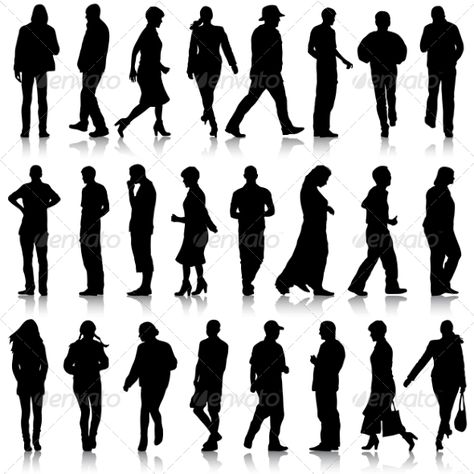 Silhouettes - People Characters #silhouettes #people #characters #isolated #illustration #vector Flat Vector People, Silhouette Architecture, Man And Woman Silhouette, People Silhouette, Render People, Human Vector, City Maps Design, People Png, Silhouette People