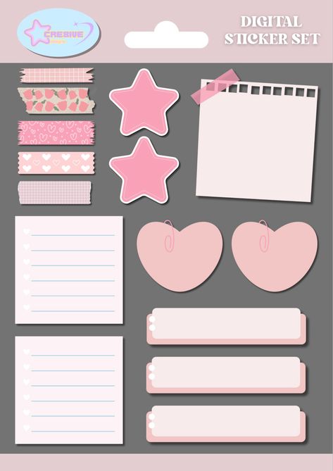 FREE DIGITAL STICKERS | JOURNAL STICKERS | PLANNER STICKERS | PRINTABLE STICKERS Pink Digital Stickers, Digital Journal Stickers Free, Note Stickers Aesthetic, School Stickers Free Printable, Pink Aesthetic Stickers Printable, Kawaii Stickers Printable Scrapbooking, Pink Stickers Aesthetic Printable, Printable Stickers For Journal, Journal Stickers Free Printable