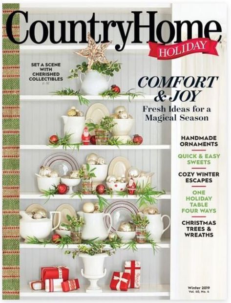 country home magazine holiday issue cover Christmas Paper Chains, Farmhouse 5540, Country Home Magazine, Holiday Plates, Art Christmas Gifts, Romantic Holiday, Christmas Tree Wreath, Christmas Living Rooms, Ornament Tutorial