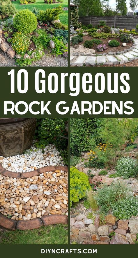 Add beauty to your yard with these incredible DIY rock gardens. This is a great way to add a stunning garden decoration with little time or effort involved. #diy #gardening #rockgarens #backyard #landscaping #yarddecor #backyard #backyardgarden #easygarden Diy Rock Garden, Easy Garden Ideas Landscaping, Rock Flower Beds, Rockery Garden, Moderne Have, River Rock Garden, Whimsical Garden Art, River Rock Landscaping, Rock Garden Design