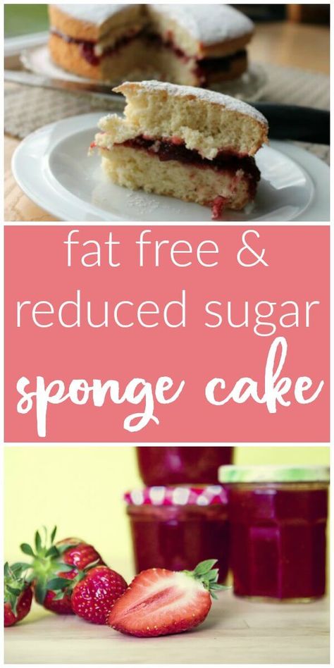 Healthy Sponge Cake Recipe, Low Cholesterol Cake Recipes, Healthy Sponge Cake, Low Fat Cake Recipes, Sugar Free Sponge Cake Recipe, Fat Free Cake Recipes, Clean Eating Cake, Fat Free Cake, Fat Cakes Recipe