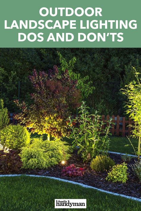 Outdoor Landscape Lighting Dos and Don'ts Outside Garden Lighting Ideas, Outdoor Lawn Lighting Ideas, Yard Light Ideas, Outdoor Plant Lighting Ideas, Gardening Lighting Ideas, Plant Lighting Outdoor, Exterior Lighting Ideas Backyard, Outdoor Front Yard Lighting Ideas, Backyard Landscaping Lights