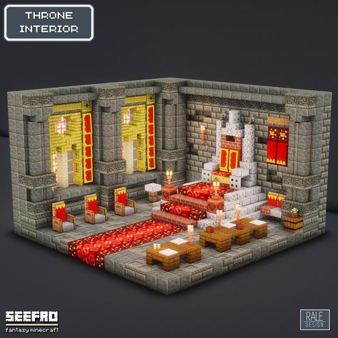 SeeFro | Medieval tavern interior! Collab from @seefro.live and @rale_design with help from @spoopeymain and @evolution_213 the photo… | Instagram Minecraft Throne Ideas, Medieval Tavern Interior, Minecraft Throne Room, Minecraft Throne, Tavern Interior, Minecraft Medieval Castle, Minecraft Medieval House, Minecraft Castle Designs, Medieval Tavern