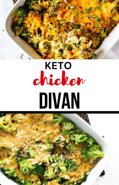 Everyone knows that the marriage of chicken, broccoli, and cheese is always delicious. This Keto Chicken Divan casserole is a fun twist on a much-loved classic and is perfect for your keto diet. Keto Shredded Chicken Casserole, Keto Chicken Devan, Keto Chicken Thigh Casserole Recipes, Chicken Divan Keto, Keto Chicken Divan Casserole, Keto Chicken Divan, Shredded Chicken Casserole, Chicken Divan Casserole, Chicken Divan Recipe