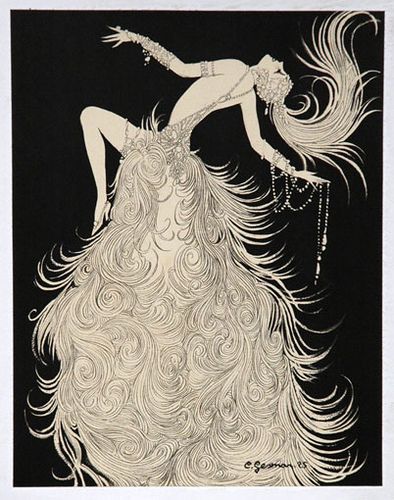 Painted Poster: Lido, Paris by ~Caught In A Mist~, via Flickr Art Deco Sketch, Poster Photography, Fashion Poster, Photography Art, A Dress, Art Deco, Sketch, Photography, Hair