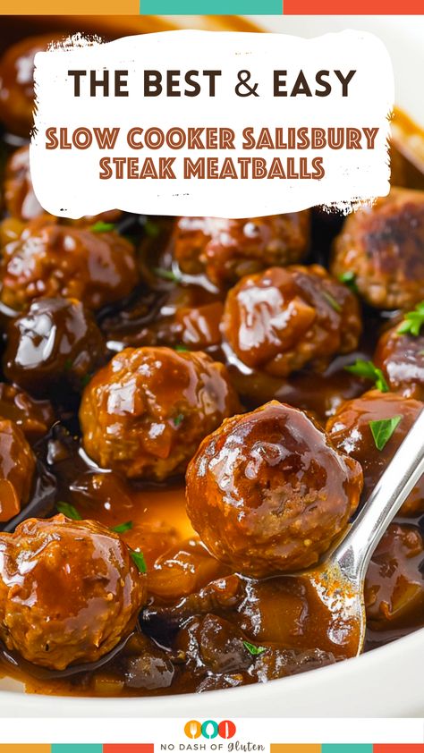 Crockpot Meatball Salisbury Steak, Salsberry Steak Meatballs With Gravy, Best Crock Pot Meatball Recipe, Salbery Steak Meatballs, Meatballs Salisbury Steak, Easy Salisbury Steak Meatballs, Crockpot Salsberry Meatballs, Meatballs Crockpot Swedish, Fully Cooked Meatballs In Crockpot