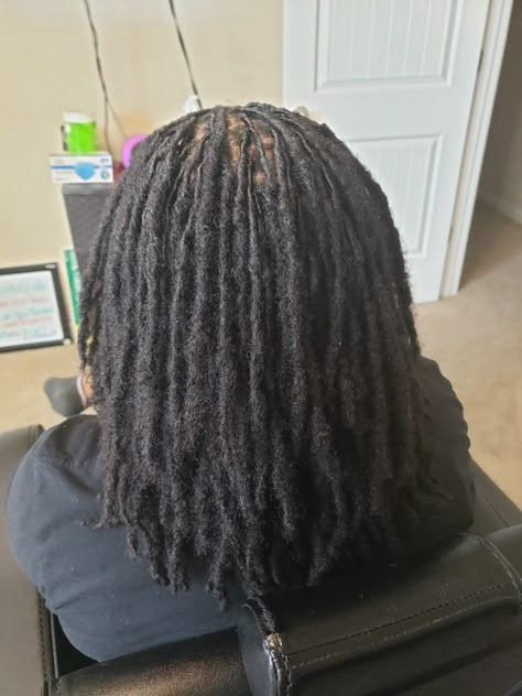 Locs With Real Hair, 100 Locs Natural Hair, Locs On Thick Hair, Medium Small Locs, 4b Locs Natural Hair, Small Instant Locs, Healthy Locs Black Women, Traditional Locs Women, Small Medium Locs Black Women