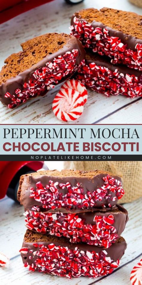 Biscotti Christmas, Peppermint Biscotti, Chocolate Biscotti, Biscotti Cookies, Biscotti Recipe, Dessert Party, Christmas Food Desserts, Xmas Cookies, Köstliche Desserts