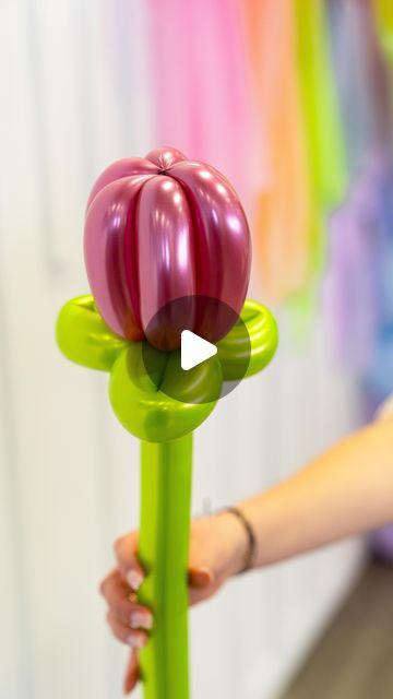 One Tulip Bouquet, Balloon Flower Bouquet Tutorial, How To Make Flower Balloons Diy, Tulip Balloon Bouquet, 260 Balloon Flower, How To Make A Flower Balloon, Thanksgiving Balloon Centerpiece, Diy Balloon Bouquet Tutorials, Diy Flower Balloons