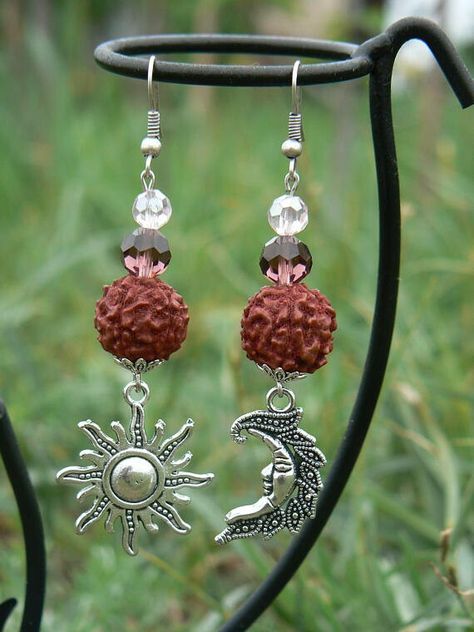 Bhagwan Shiv, Rudraksha Jewelry, Moon Yoga, Rudraksha Bracelet, Healing Symbols, Sacred Jewelry, Jewelry Hippie, Rudraksha Beads, Celestial Earrings