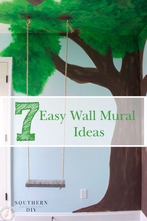 7 Easy Wall Mural Ideas Room Reveals : Southern Yankee DIY Paint A Tree On A Wall Diy, Paint Trees On Wall Diy, Daycare Wall Painting Ideas, Diy Tree Mural, Playroom Mural Ideas Diy, Fun Nursery Ideas, Fun Kids Room Ideas, Wall Murals Painted Diy, Wall Mural Ideas