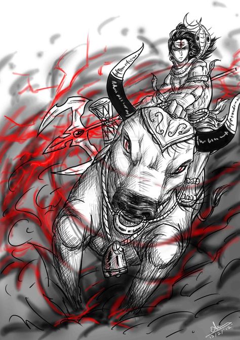 Anime sketch: Lord Shiva and Nandi by nairarun15.deviantart.com on @deviantART Angry Images, Angry Lord Shiva, Shiva Angry, Shiva Tandav, Bhole Nath, Lord Shiva Sketch, Shiva Sketch, Rudra Shiva, Lord Siva