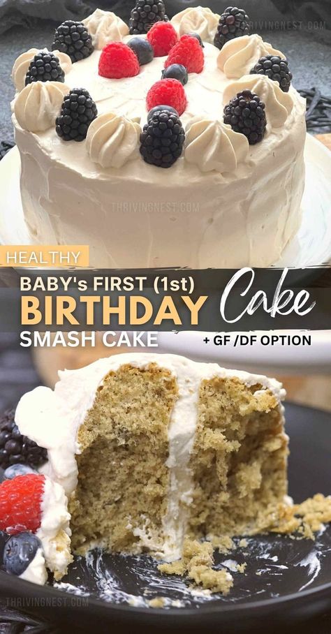 baby first birthday cake Healthy Smash Cake Oat Flour, 6 Month Old Smash Cake Recipe, Healthy Fluffy Smash Cake, Sugar Free Birthday Cake Recipe, Natural Sweetened Cake, Dairy Free Smash Cake First Birthdays, Healthy 6 Month Smash Cake, Healthy Toddler Birthday Cake, Sugar Free Baby Cake