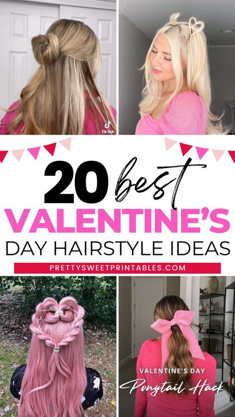 valentines day hairstyles V Day Hairstyles Kids, Valentine Day Hairstyles Braids, Valentines Heart Hair, Kids Valentine Hair Ideas, Heart Hair Braids, Heart Updo Hairstyles, Valentine Hairstyles Braids, Valentine Day Hairstyles For Kids, Girls Valentines Hair