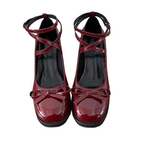 Cool Shoes Vintage, My Dream Shoes, Red Shoe Outfits, Red Aesthetic Clothes, Red Clothing Aesthetic, Red Shoes Aesthetic, Vintage Clothes Aesthetic, Pastel Goth Shoes, Red Mary Janes