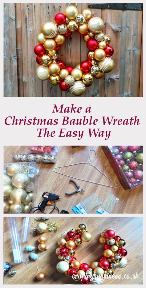 Bauble Wreath, Diy Tree Decor, Easter Tree Ornaments, Easter Wreath Diy, Easy Diy Wreaths, Xmas Baubles, Christmas Tinsel, Easter Tree Decorations, Christmas Ornament Wreath