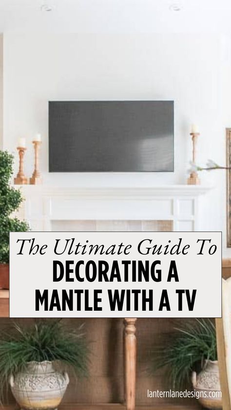 Modern Fireplace Mantle Decor With Tv, Style Mantel With Tv, Decorated Mantles Ideas Living Rooms, Simple Mantle Decor With Tv, Mantel Decorating Ideas With Tv Everyday, Mantel With Tv Decorating Ideas, Mantle With Tv Decor, Mantels With Tv Above, Mantel Decor With Tv