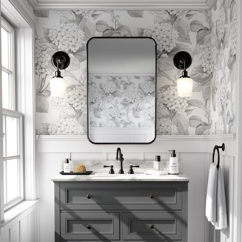 Peal And Stick Wallpaper For Bathroom, Wallpaper For Black And White Bathroom, Small Bathroom Peel And Stick Wallpaper, Peel And Stick Bathroom Wallpaper, Small Bathrooms With Wallpaper, Gray Bathroom Wallpaper, Bathroom Accent Wall Wallpaper, Black And White Peel And Stick Wallpaper, Tile With Wallpaper