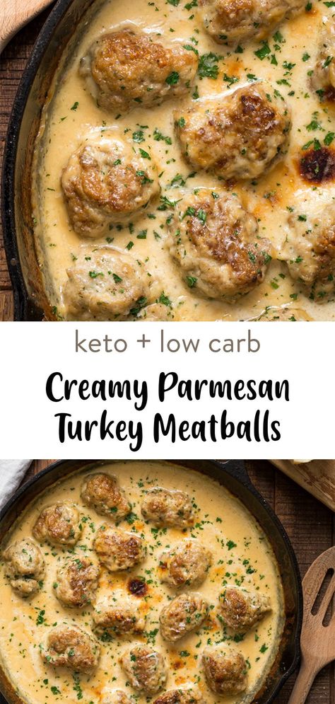 Dive in this recipe for ground turkey meatballs so good the kids will gobble them down. They are keto and gluten free checking off the boxes for you to cook a great healthy dinner for the family. They aren't baked but made on the stove top for a super easy and quick recipe to make. Healthy Dinner Recipes With Ground Meat, Turkey Meatballs With Cream Sauce, Quick And Healthy Dinner Ideas Low Carb, Meatballs Low Carb Meal, Super Easy Healthy Dinner Recipes, Turkey Meatballs And Mashed Potatoes, Turkey Cheese Meatballs, Recipes Using Turkey Meatballs, Turkey Hamburger Meat Recipes