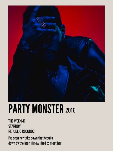 The Weekend Polaroid Poster, The Weeknd Polaroid Poster, The Weeknd Polaroid, Minimalist Poster The Weeknd, The Weeknd Album Poster, The Weekend Party Monster, Aesthetic Song Posters, The Weeknd Poster Aesthetic, The Weeknd Bedroom Ideas