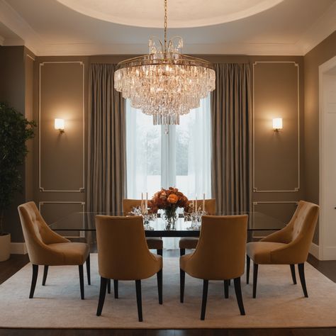 ⚠️LINK IN BIO⚠️ An elegant contemporary dining room with a glass-top table, stylish chairs, and a stunning chandelier as the centerpiece. #DiningRoom #Contemporary #Elegant #GlassTopTable #Chandelier Stunning Chandelier, Contemporary Dining Room, Stylish Chairs, Contemporary Dining, Contemporary Classic, Top Table, Glass Top Table, Link In Bio, Dining Room