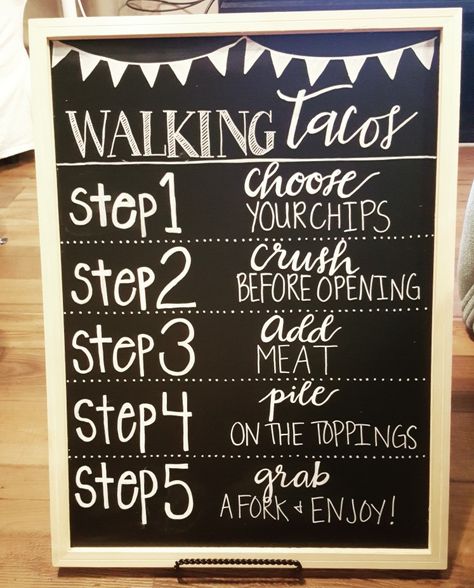 Walking tacos sign Walking Taco Bar For Wedding, Walking Tacos For Graduation Party, Birthday Party Walking Taco Bar, Walking Tacos Birthday Party, Walking Tacos Bar Wedding, Walking Tacos Bar Set Up, Graduation Walking Taco Bar, Walking Taco Display, Diy Walking Taco Bar