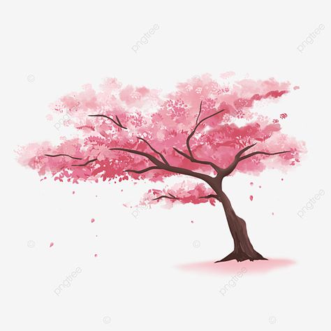 Cherry Blossom Bonsai Tree Drawing, Drawing Cherry Blossom Tree, Cherry Blossom Tree Reference, Sakura Tree Reference, Cherry Blossom Drawing Pencil, Cartoon Cherry Blossom Tree, Cherry Blossom Tree Watercolor Painting, Cheery Blossoms Drawing Simple, Sakura Tree Drawing Easy