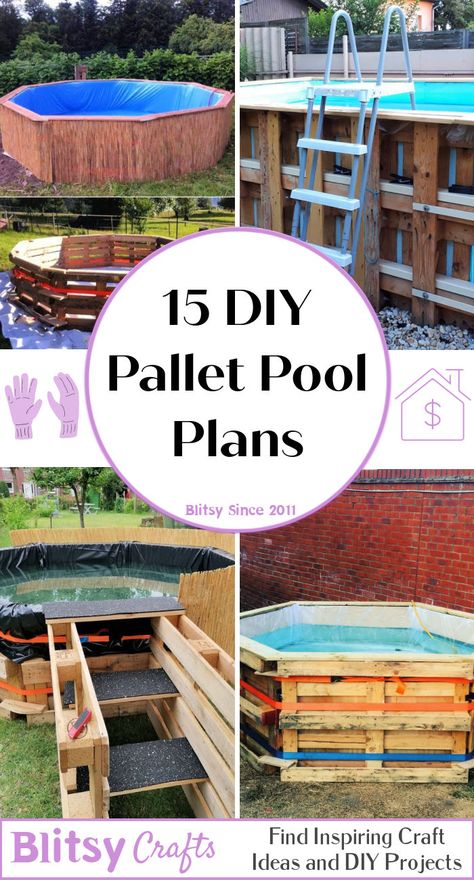 15 diy pallet pool ideas that you can build at 0 Pallet Swimming Pool Diy, Backyard Diy Pool Ideas, Pallet Hot Tub Deck, Pool Deck Made From Pallets, Pallet Pool Surround, Pallet Deck Around Pool, Pallet Pool Decks For Above Ground Pools, Pallets Around Pool, Pallet Projects For Pool Area