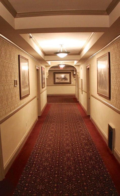 Haunted hall in Stanley Hotel. Photo: daveynin Vintage Hotel Room Aesthetic, Haunted Hotel Aesthetic, Alligator Aesthetic, The Shining Aesthetic, Vintage Hotel Aesthetic, Gothic Hotel, Vintage Hotel Room, Creepy Hotel, The Shining Hotel