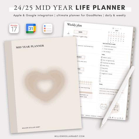 daily planner notion cover 2024 Plan, Romanticizing Studying, Digital Planner Cover, Digital Planner Ideas, Digital Monthly Planner, Free Digital Planner, Ipad Notes, Plan Your Life, Mid Year Planner