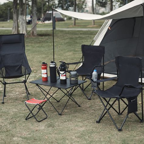 The folding camping chair weighs 4lbs. So you can take it everywhere with ease. It comes with a carrying bag for easy travel and to make storage easy. Whether you're tailgating, camping or watching your favorite sports team, the collapsible lounge chair is the perfect choice for you. 100% polyester fabric for a super-strong and lightweight fabric. The 16mm steel tube frame with powder coating creates a durable frame. The portable camping chair can support up to 300lbs .