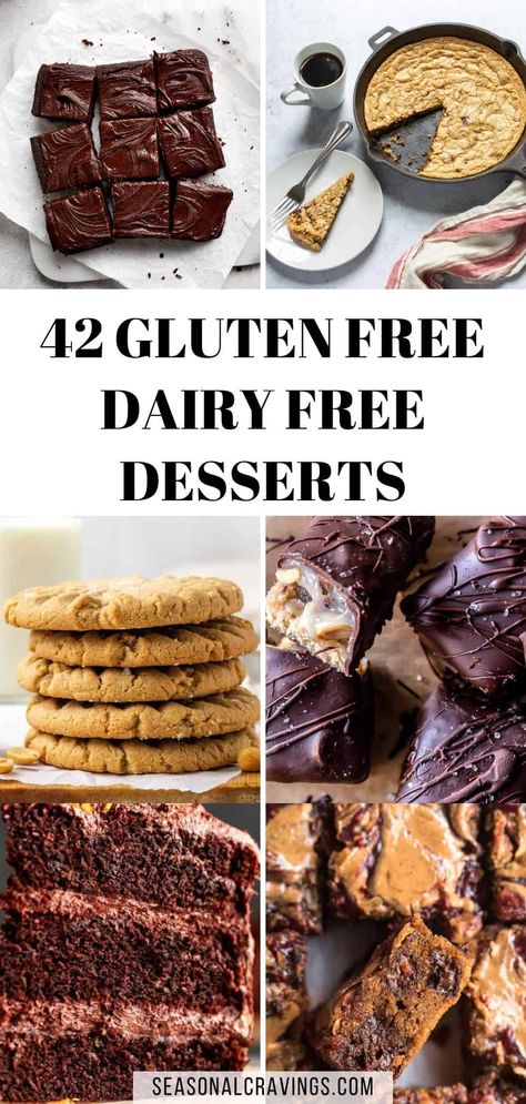 No need to deny yourself sweet dessert treats if you're on a gluten-free or dairy-free diet. There are plenty of ways to enjoy baked goods, fruit desserts, and more that contain no gluten and dairy ingredients. This collection of gluten-free, dairy-free desserts will offer you plenty of options, whatever you're craving for. Using simple replacements like nondairy milk and vegan butter makes it so easy to bake dairy free. Gluten Free Dairy Free Desserts, Dairy Free Desserts, Lactose Free Desserts, Non Dairy Desserts, Deny Yourself, Gluten Free Dairy Free Dessert, Dairy Free Recipes Dessert, Dairy Free Baking, Dairy Free Recipes Dinner