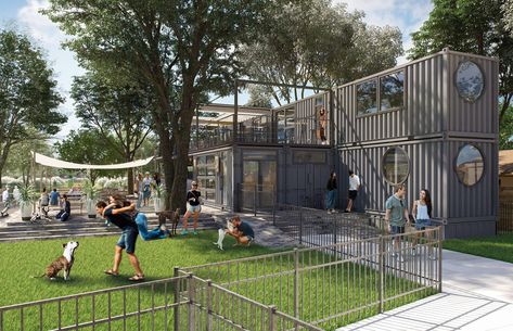 Orlando Opened A Dog Park Bar, Where Dogs Roam Free And Booze Flows All DayDelish Dog Park Design, Dog Beer, Dog Hotel, Dog Playground, Dog Cafe, Parking Design, Dog Daycare, Dog Boarding, Dog Park